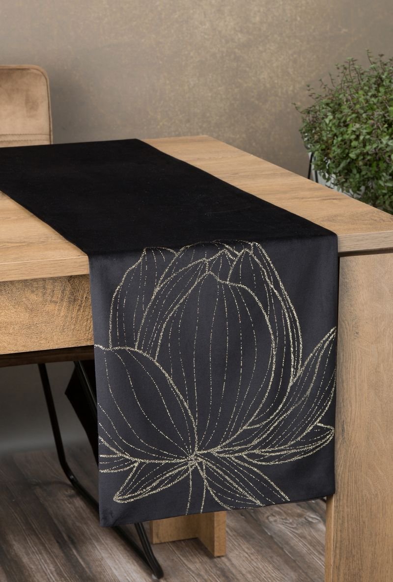 Bieżnik 35 x 180 Dekoracyjny Velvet Blink12 Czarny