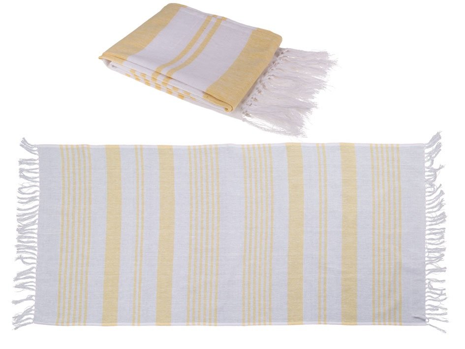 Ręcznik typu turecki Hammam, biało-żółty 80x170 cm