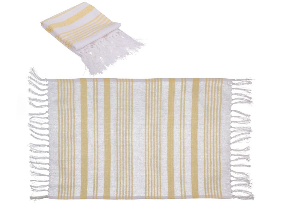 Ręcznik typu turecki Hammam, biało-żółty 45x70 cm