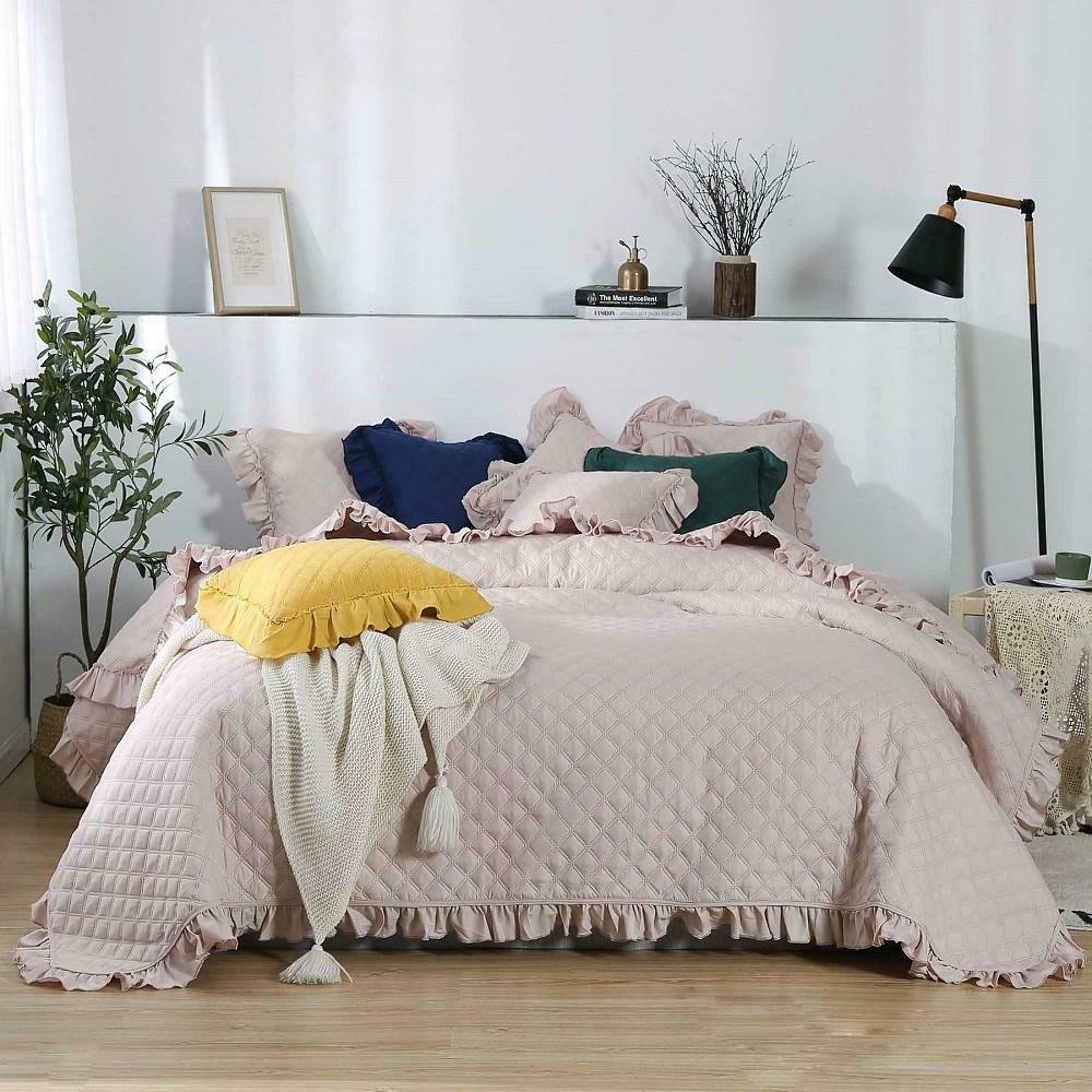 Narzuta 240 x 260 Pikowana Dwustronna Ruffy Puder