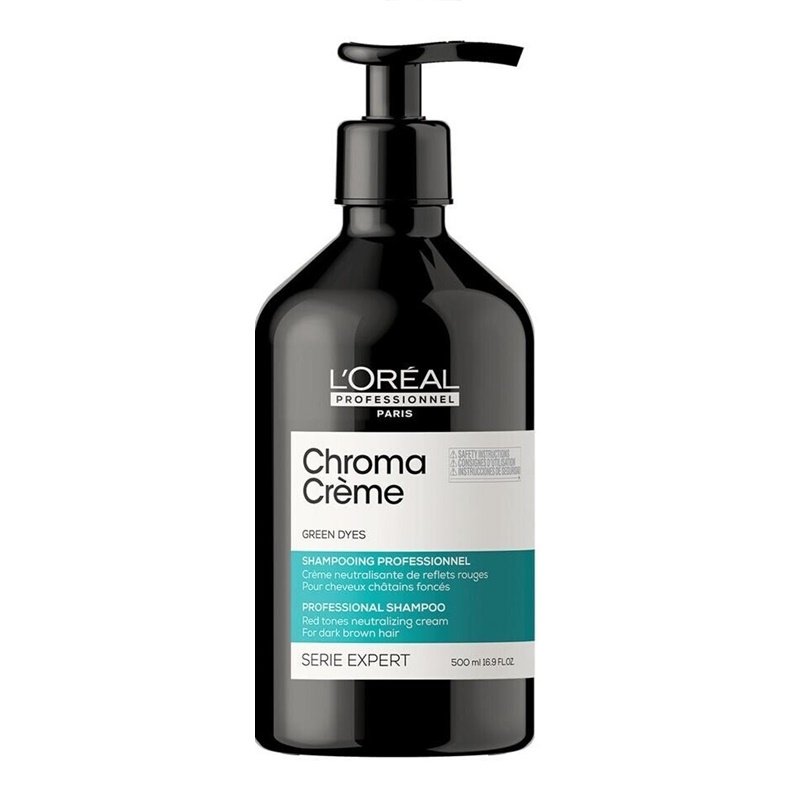 Loreal Chroma Creme Green Dyes Szampon neutralizujący czerwone tony na ciemnych brązach 500 ml