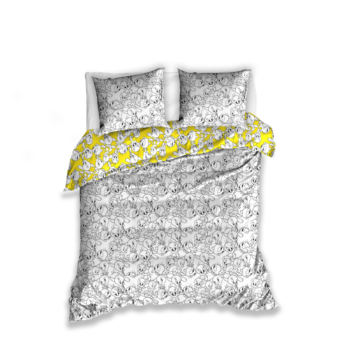 Pościel młodzieżowa z bawełny satynowej Carbotex, Looney Tunes,160x200 + 2x70x80 cm