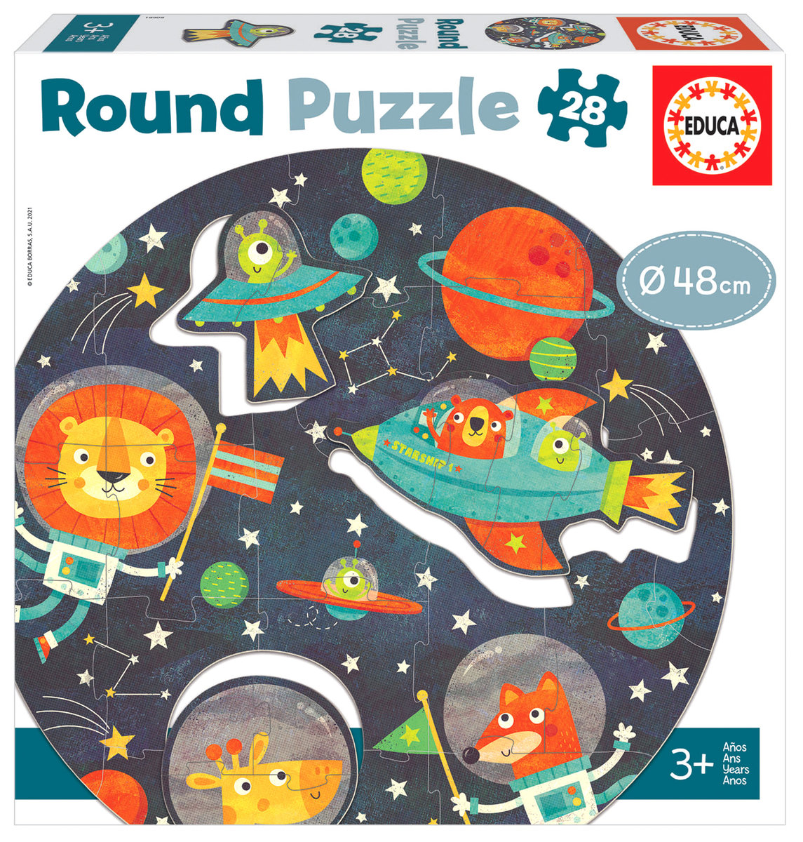 Educa EL Espacio Redondo Infantil piezas. +3 aos. Ref. 18908 Okrągły pokój puzzle dla dzieci 28 części, kolorowy 18908