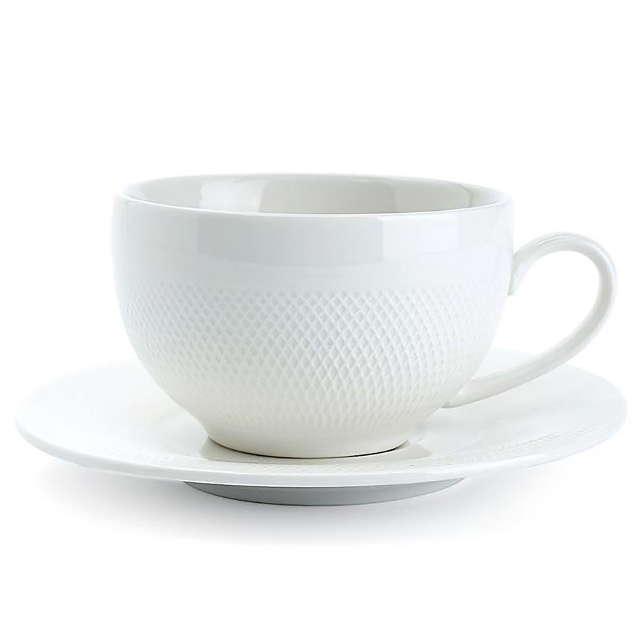 Florina Filiżanka Do Kawy I Herbaty Porcelanowa Ze Spodkiem Cortina Biała 220 Ml