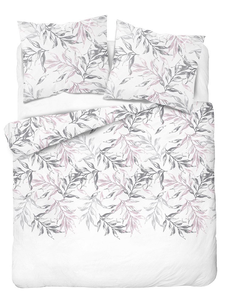 Pościel bawełniana, Home Satin, wzór liści, 200x220 cm