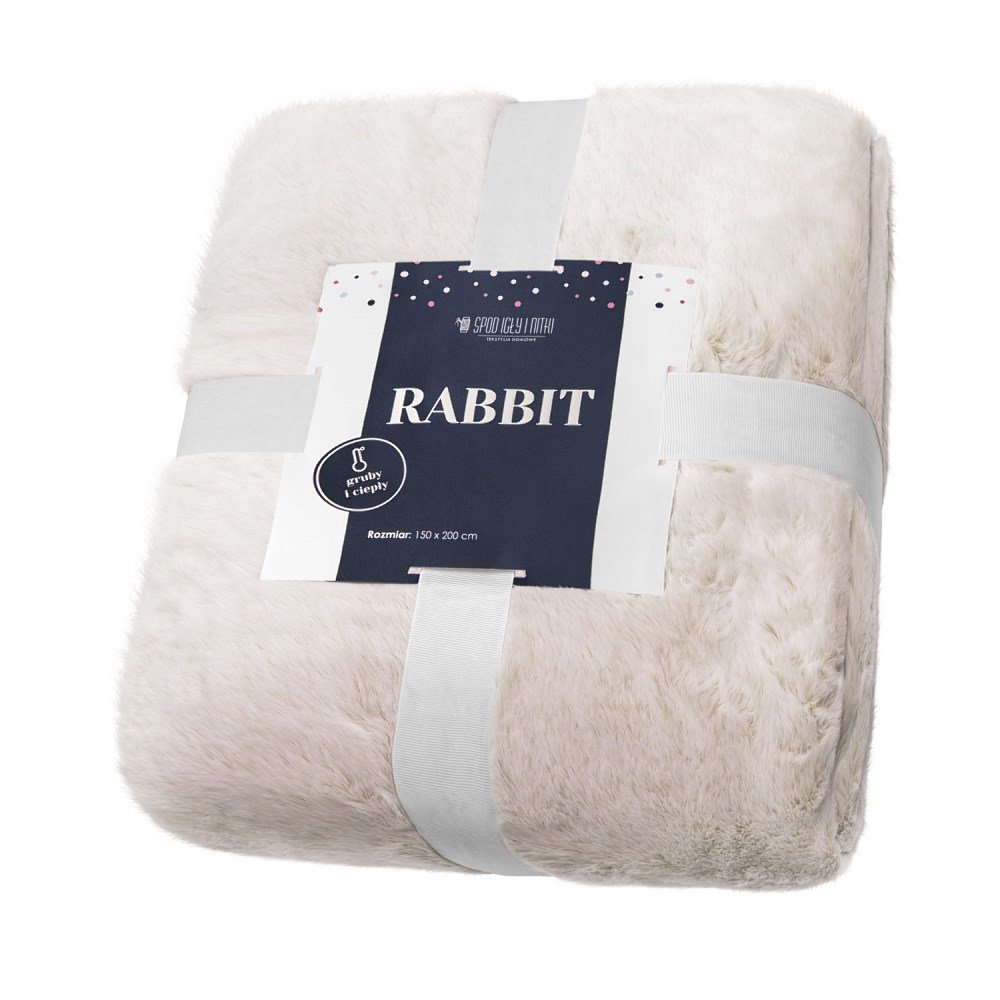 Koc 150 x 200 Futrzany Dwustronny Rabbit Beż