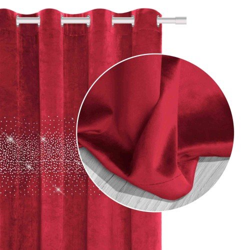 Zasłona 140 x 250 Dekoracyjna Welur Shiny Czerwony