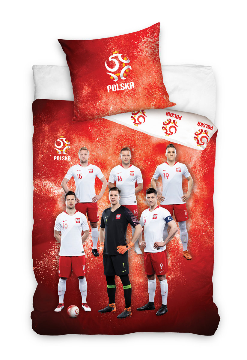 Komplet pościeli bawełnianej, wzór pzpn, 160x200 cm, 70x90 cm