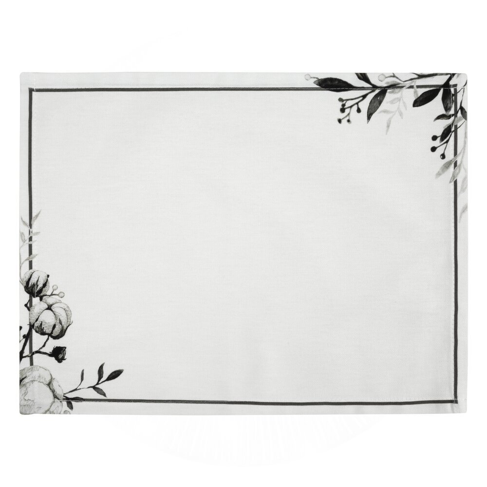 Serweta Dekoracyjny Natu-1 30X40 Eurofirany Naturalna W Zielone Kwiaty