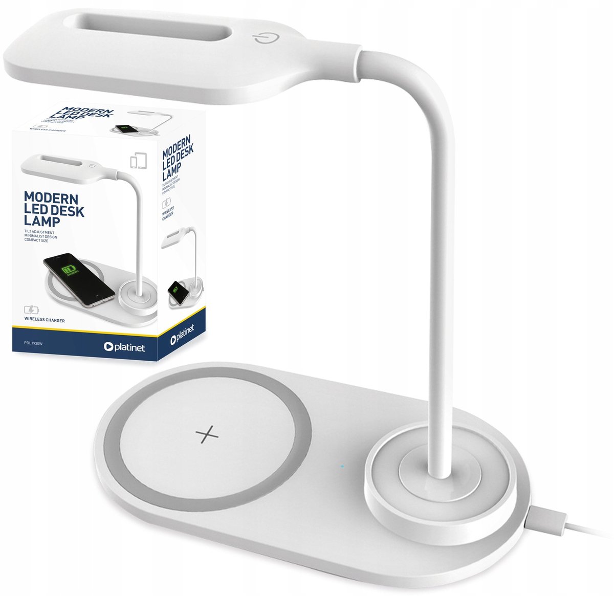 Platinet DESK LAMP WIRLESS CHARGER 5W WHITE [ 45247 ] PDL1930