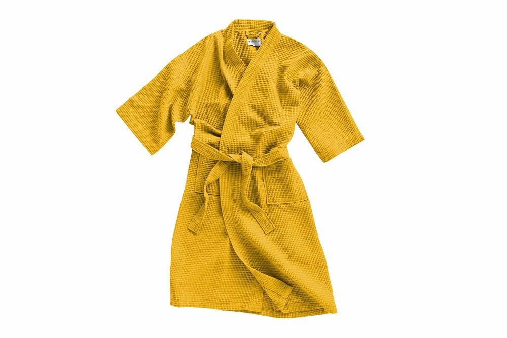 Szlafrok Gofrowany Musztardowy L/Xl Bawełniany Kimono Gofer