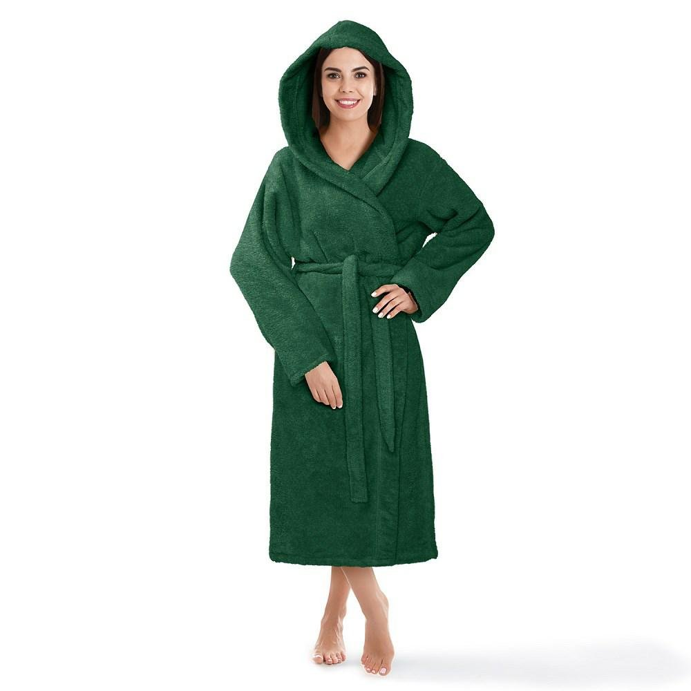 Szlafrok Z Kapturem Frotte Robin L/Xl Zielony Butelkowy Bawełniany Hotelowy 450G/M2