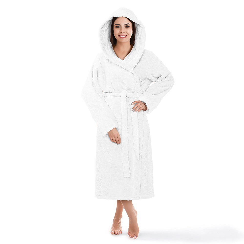 Szlafrok Z Kapturem Frotte Robin L/Xl Biały Bawełniany Hotelowy 450G/M2