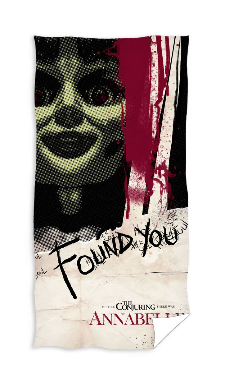 Ręcznik kąpielowy, wzór horror annabelle, 70x140 cm