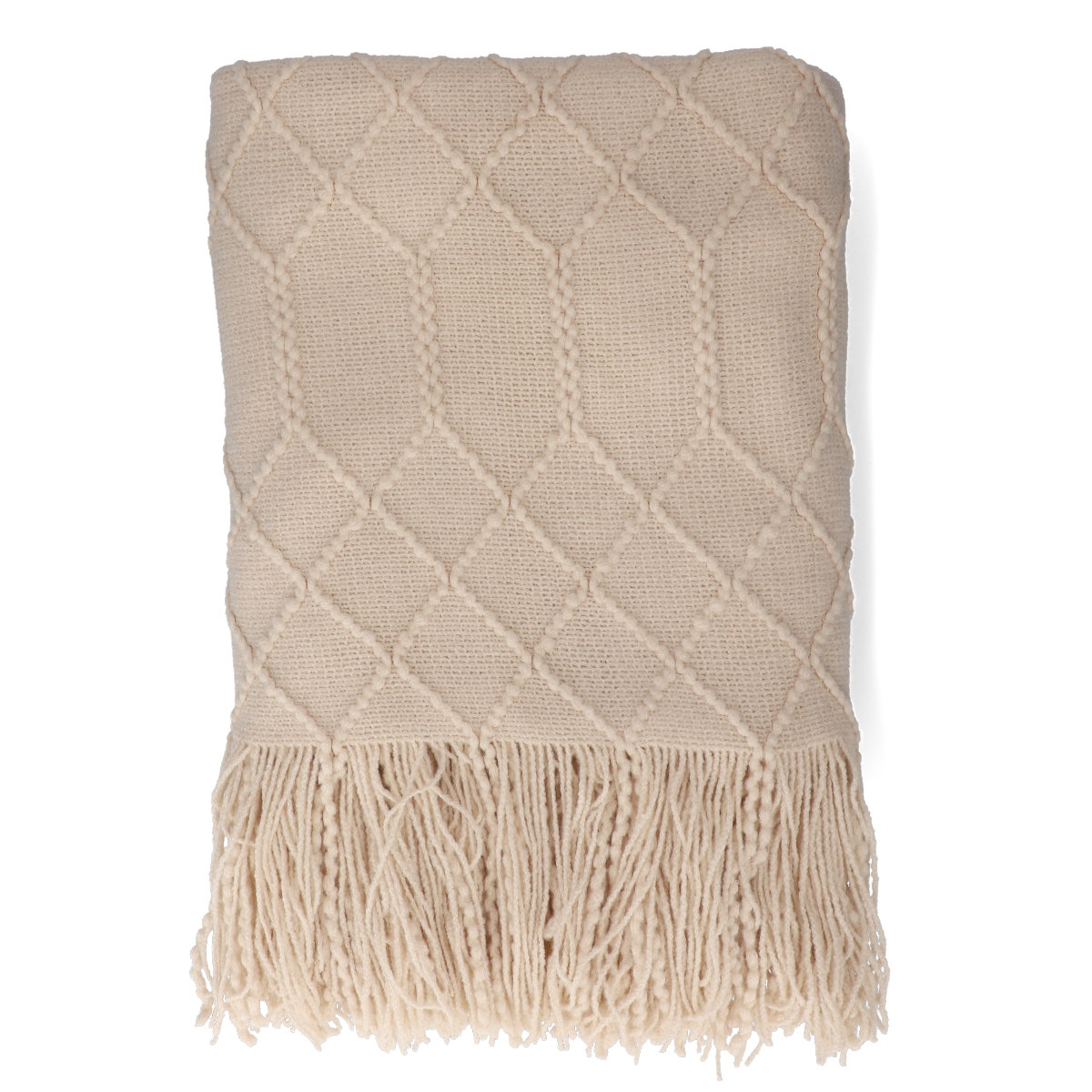 Koc Loop Beżowy W Splot Kulkowy 130X170 Cm Homla