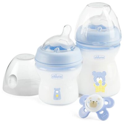 NaturalFeeling zestaw do karmienia butelka 150ml 0m+ + butelka 250ml 2m+ + smoczek PhysioForma Comfort 0m+ Niebieski