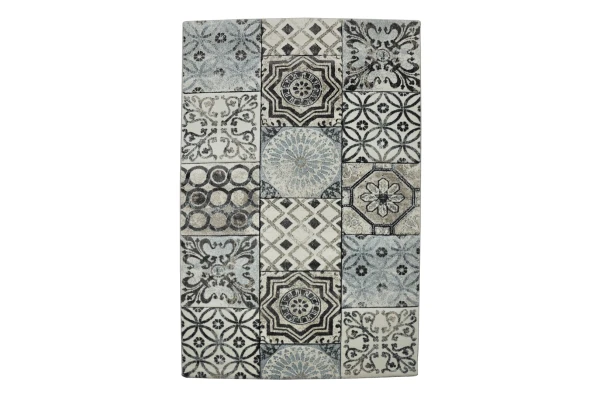 DYWAN NOWOCZESNY DIAMOND 160x230 KAFELKI NIEBIESKI/SZARY