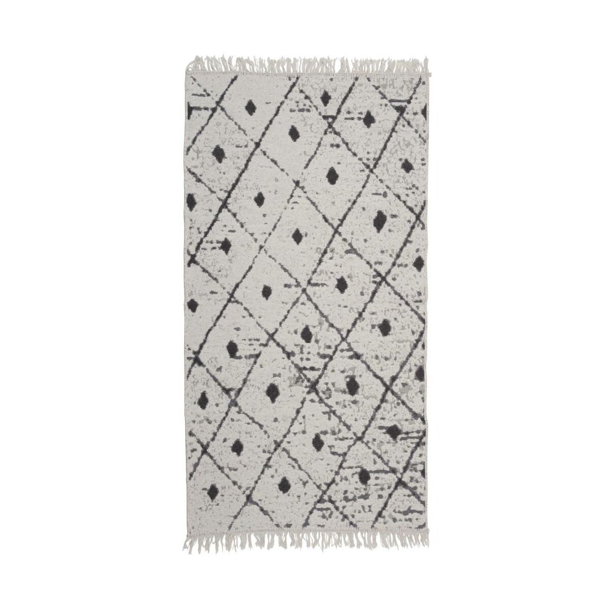 Dywanz frędzlami Kilim Gold Romby dwustronny szary 80 x150 cm