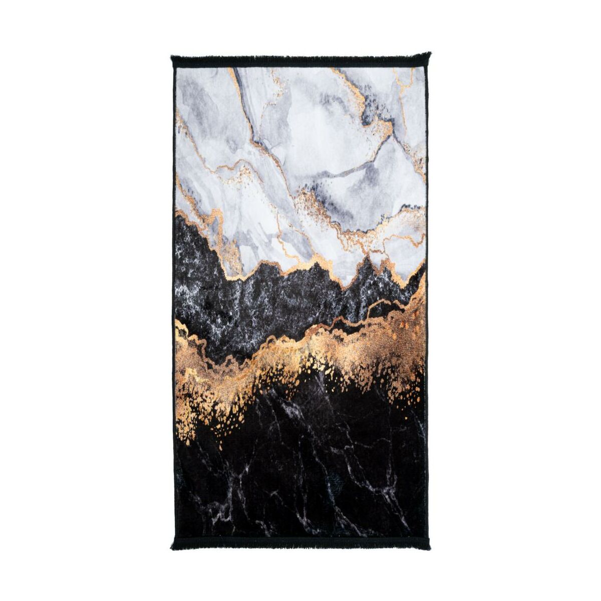 Dywan Premium Marmur czarno-złoty 80 x 150 cm