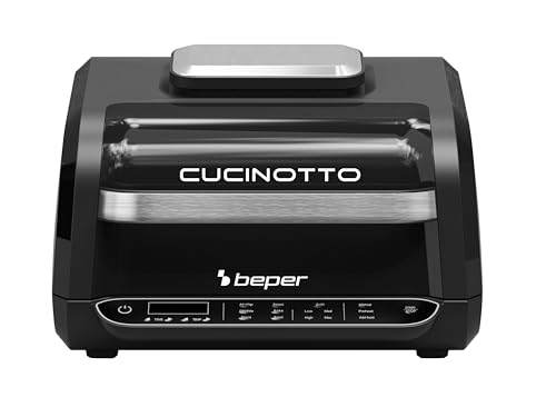 BEPER CUCINOTTO Grill i Frytkownica wielofunkcyjna z 8 programami - Frytkownica powietrzna, grill, piekarnik, płyta kuchenna i suszarka + akcesoria w zestawie, P101FRI080