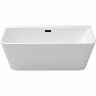 Besco WAS-150-VRC VARYA wanna wolnostojąca przyścienna maskownica syfonu z przelewem czarna 150 x 75