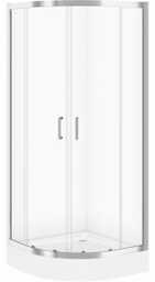 CERSANIT Zestaw: Kabina prysznicowa półokrągła ZIP chrom 80x190 + brodzik TAKO 80x16 S601-109