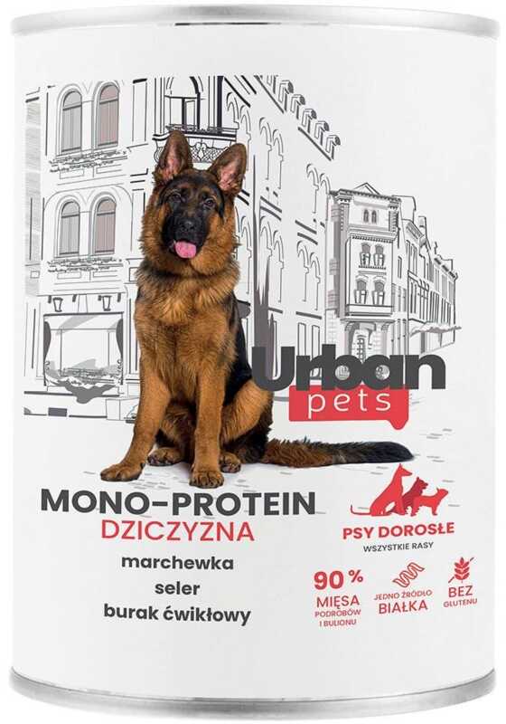 OVER ZOO - Karma dla psa URBAN PETS mono protein dziczyzna 400g