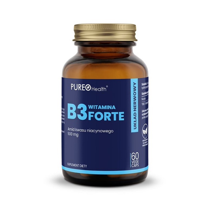 PUREO Health Witamina B3 Niacyna 500 mg, 60 Kapsułek