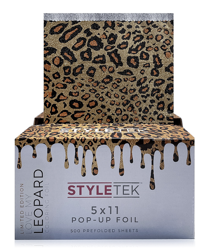 Styletek, ryflowana folia do koloryzacji włosów, love my leopard, 500 arkuszy