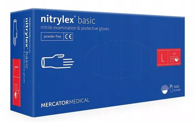 Mercator Nitrylex Basic, rękawiczki nitrylowe, niebieskie, rozmiar L, 100szt