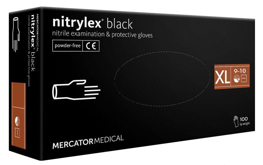 Mercator Nitrylex Black, rękawiczki nitrylowe, czarne, rozmiar XL, 100szt