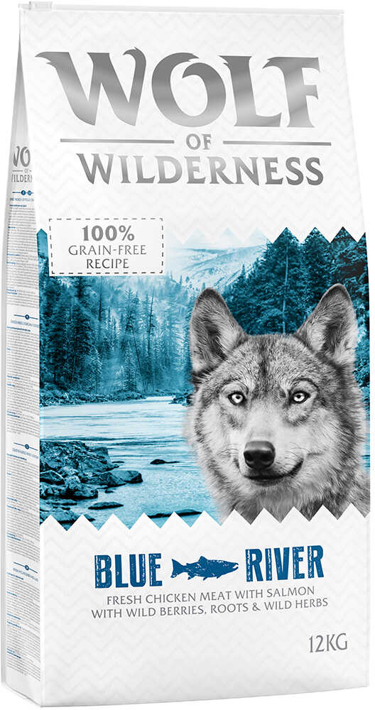 Dwupak Wolf of Wilderness, 2 x 12 kg - Adult Blue River, łosoś Dostawa GRATIS!