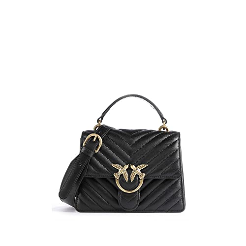 Pinko Damska lampa Love ONE Top Handle Mini Light, Z99q_nero-antyczne złoto