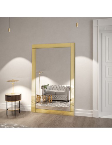 Lustro w dekoracyjnej lustrzanej ramie w złotym połysku - KARAT, Lustro prostokątne : 50x120
