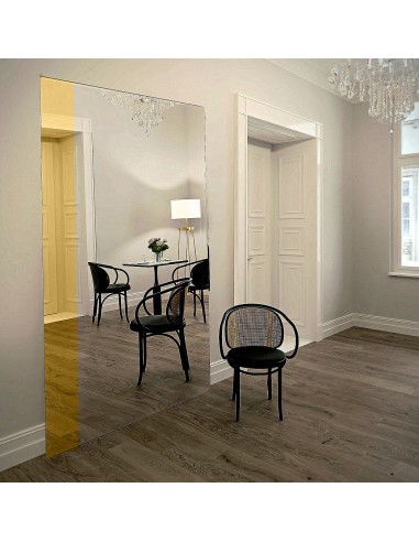 Duże lustro dekoracyjne z paskiem złoty połysk - MORGAN, Lustro prostokątne : 60x180