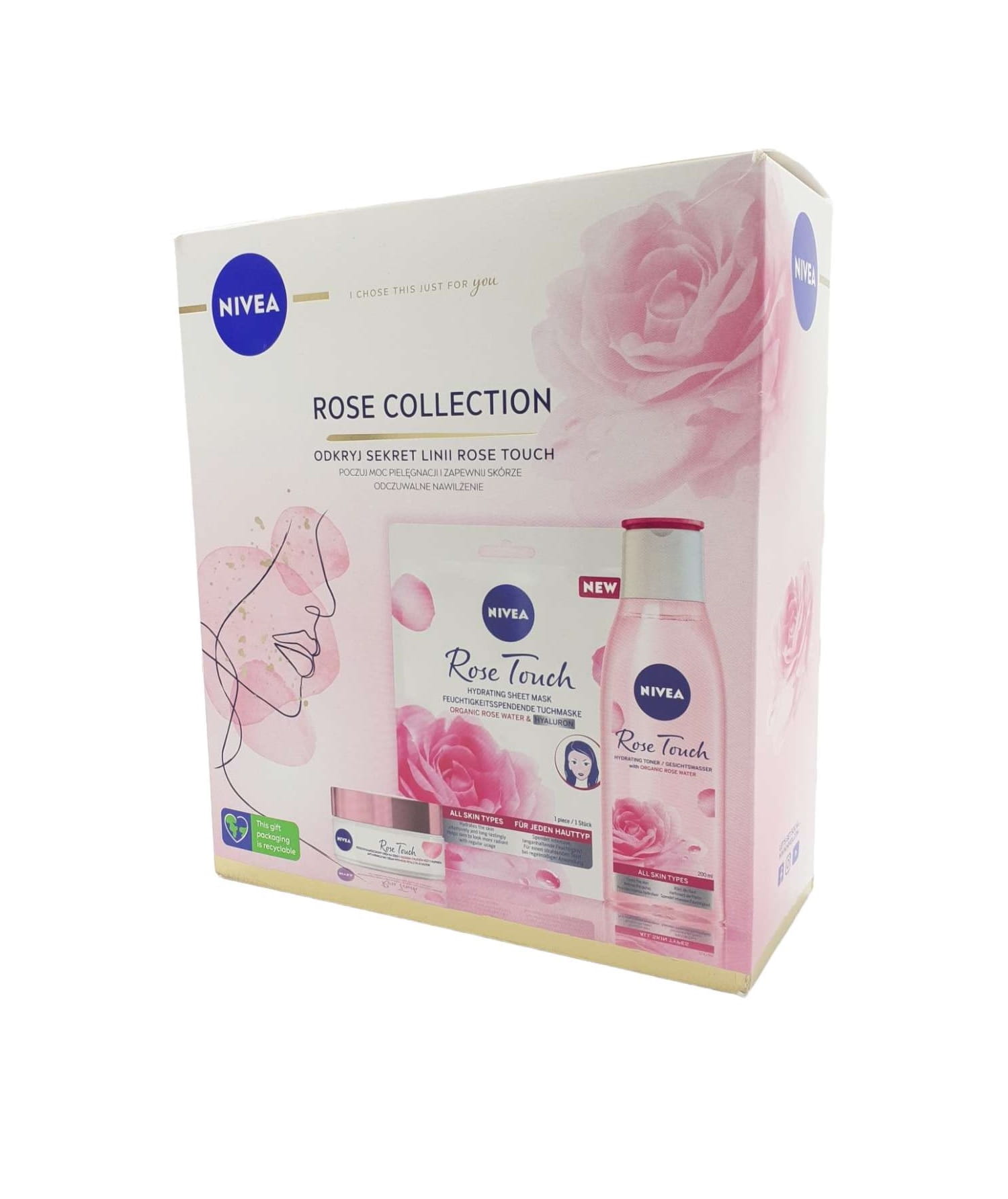 Nivea Zestaw Rose Collection (Krem na dzień 50 ml+Maska+Tonik 200 ml)