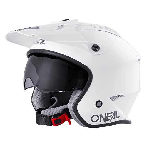 O'NEAL | Kask motocyklowy | Enduro Adventure Street | Normy bezpieczeństwa ECE 22.05, skorupa ABS, zintegrowana osłona przeciwsłoneczna | Kask Volt SOLID | Dorosły | Biały | Rozmiar XS