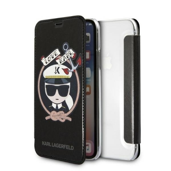 Zdjęcia - Etui Karl Lagerfeld KLFLBKPXKSB iPhone X/Xs czarny/black bookcase Signature Gli 