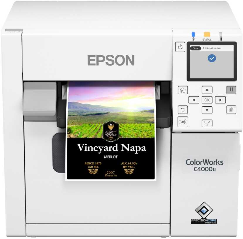Epson ColorWorks C4000e (bk) C31CK03102BK, kolorowa drukarka etykiet, Gloss Black Ink, cutter, ZPLII, USB, Ethernet