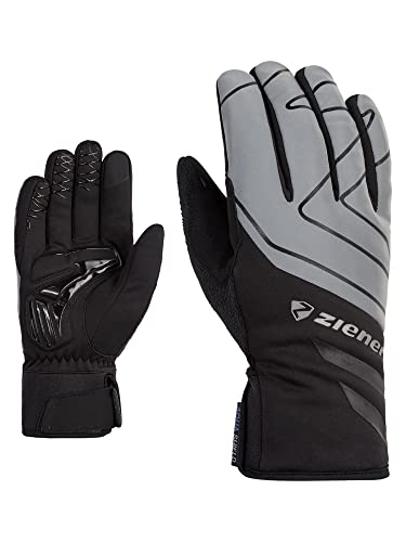 Ziener Unisex DALY rękawiczki rowerowe, zimowe |wodoszczelne, Soft-Shell, wyściełane, czarno-metaliczny srebrny, 11