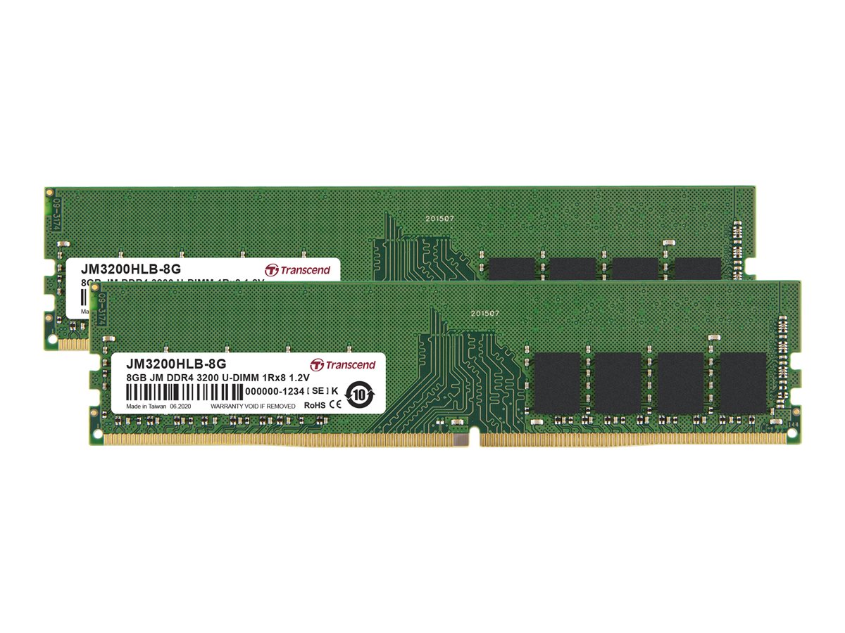 TRANSCEND 16GB KIT JM DDR4 3200Mhz U-DIMM 1Rx8 1Gx8 CL22 1.2V