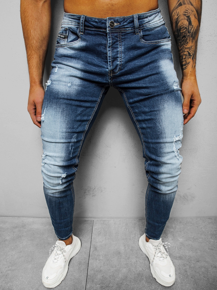 Spodnie jeansowe męskie niebieskie OZONEE NB/MP0010B - Ozonee