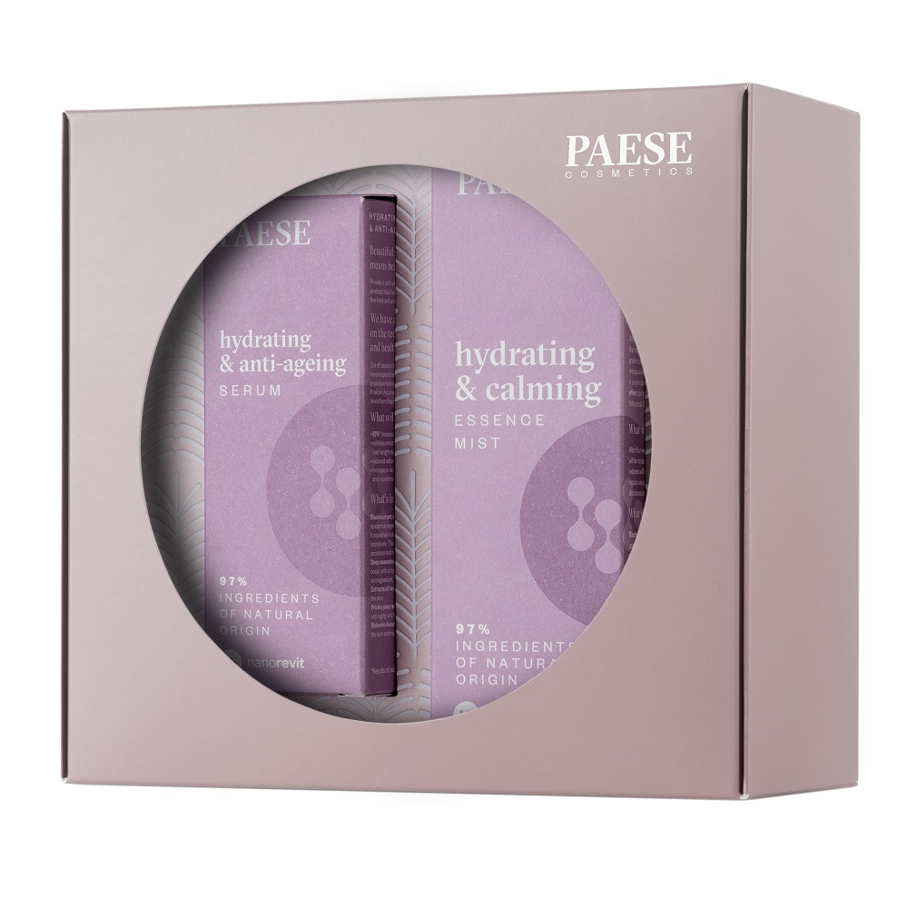 PAESE Zestaw Touch Of Care Set Nawilżająco-łagodząca esencja w mgiełce, 100ml + Serum nawilżająco-przeciwstarzeniowe, 30ml