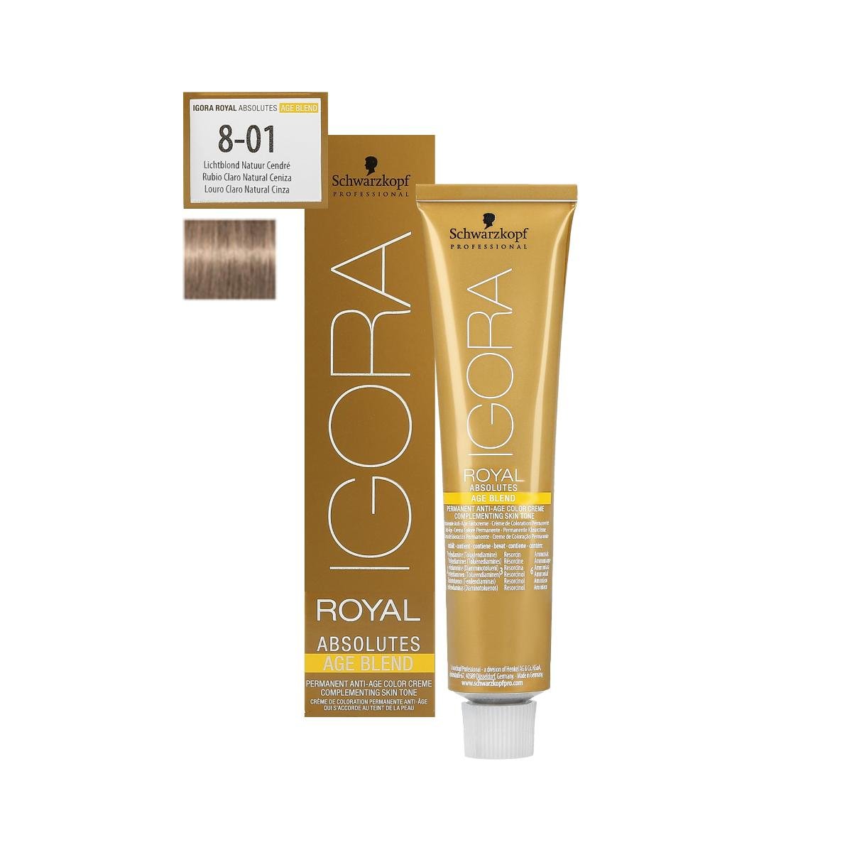 Schwarzkopf Professional Professional, Igora Royal Absolutes, farba do włosów 8-01, 60 ml