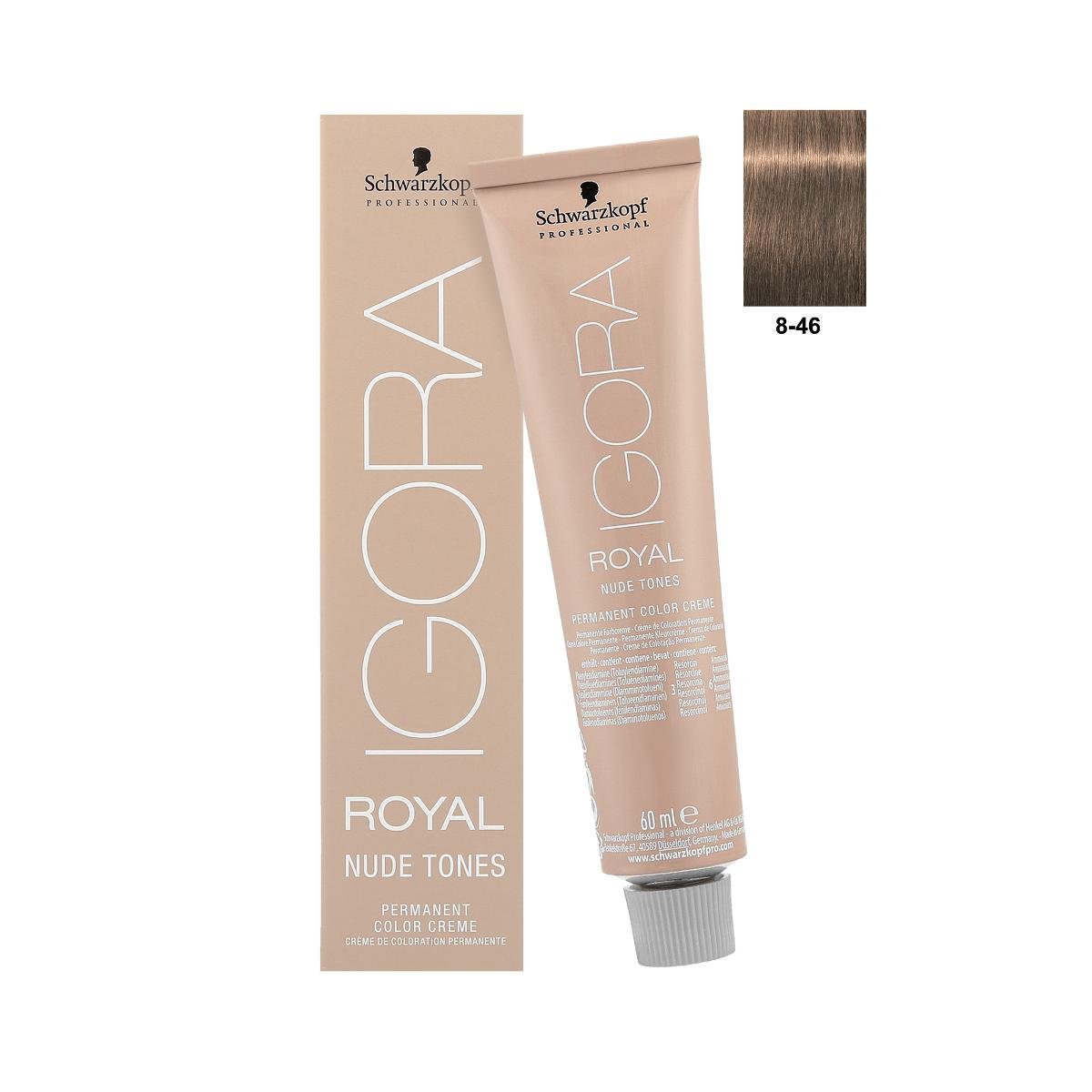 Schwarzkopf Professional Professional, Igora Royal Nude Tones, farba do włosów 8-46, 60 ml