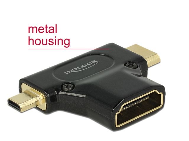 Delock Adapter HDMI-A(F)->HDMI -C+HDMI-D(M)Ethernet (65666)