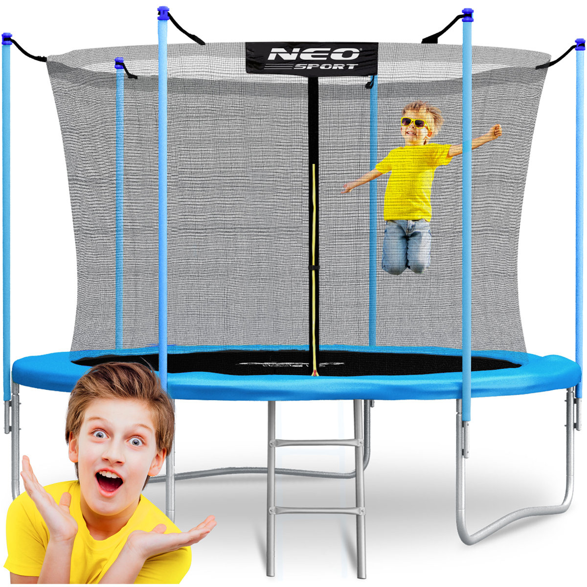 Zdjęcia - Trampolina Neo-Sport  ogrodowa 10ft/312cm z siatką wewnętrzną i drabinką 