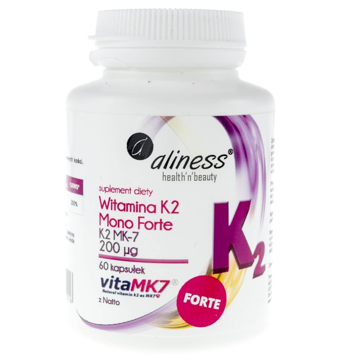 Medicaline Aliness Witamina K2 Mono Forte K2 MK-7 200mcg 60kaps - suplement diety