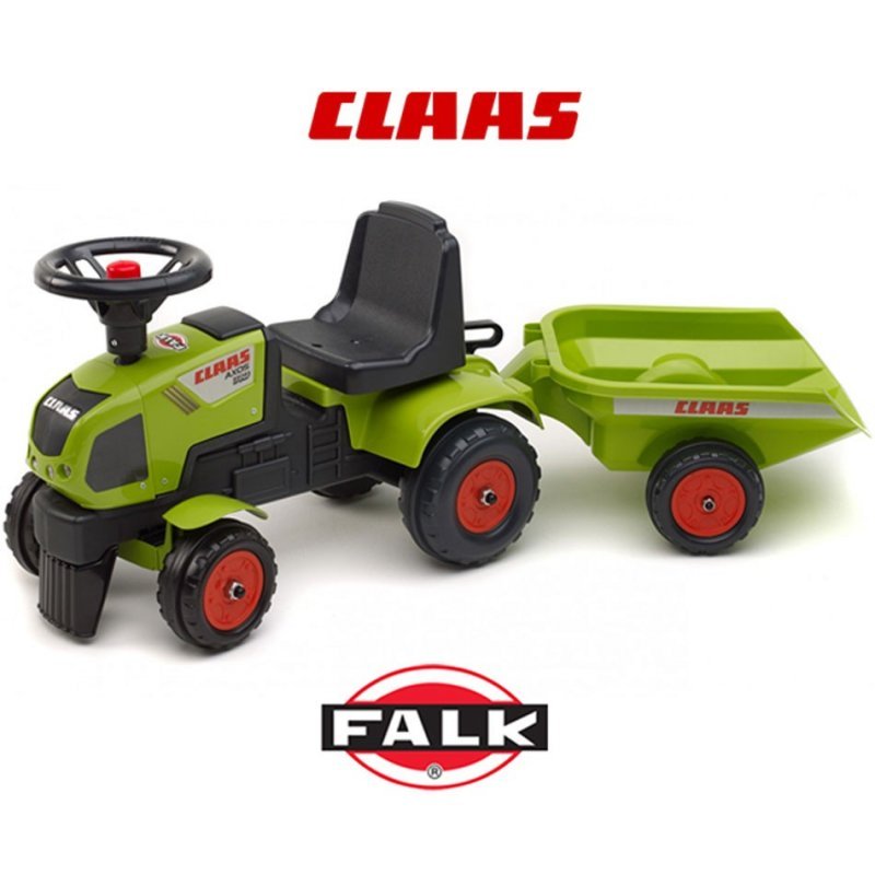 Falk Axos 310 Zielony traktor z przyczepką