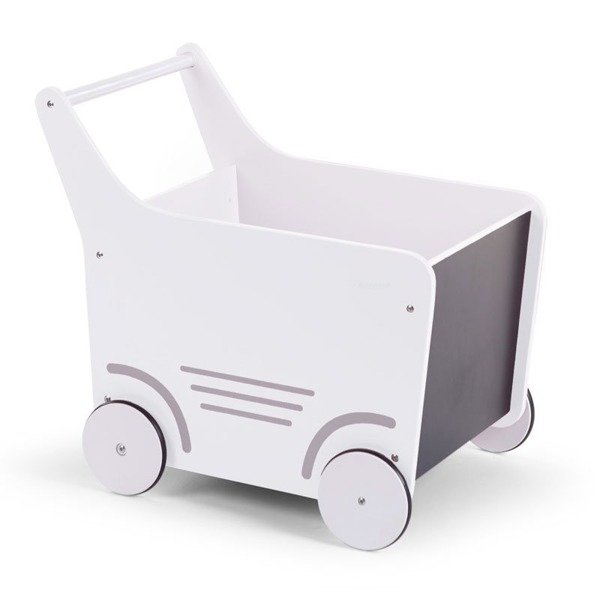CHILDHOME CHILDWOOD Drewniany wózek zabawkowy, biały, WODSTRW